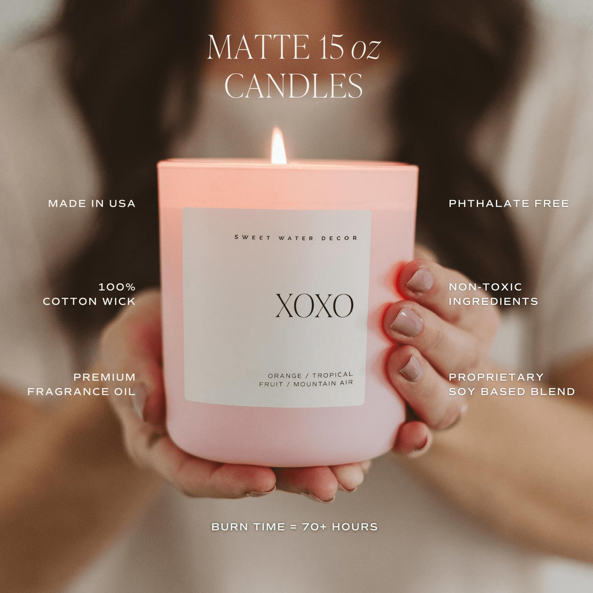 Happy Birthday Soy Candle - Pink Matte Jar - 15 oz - Candle Lit View | Bone & Brass