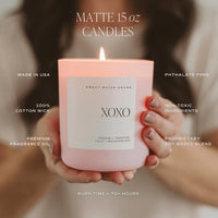 Happy Birthday Soy Candle - Pink Matte Jar - 15 oz - Candle Lit View | Bone & Brass