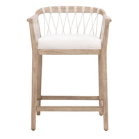 Pacific White Rope Counter Stool with solid mahogany frame and white cushion.