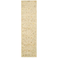 Long Palace Beige & Grey Traditional Wool Runner Rug with classic Oushak patterns.