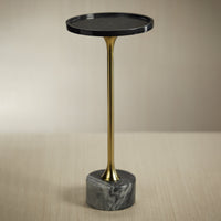 Palomar Black Marble Drink Table - Table Side View | Bone & Brass