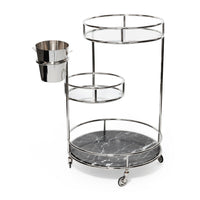 Paradise Cove Nickel & Black Bar Cart with Ice Bucket - Bar Cart Shelf Detail | Bone & Brass