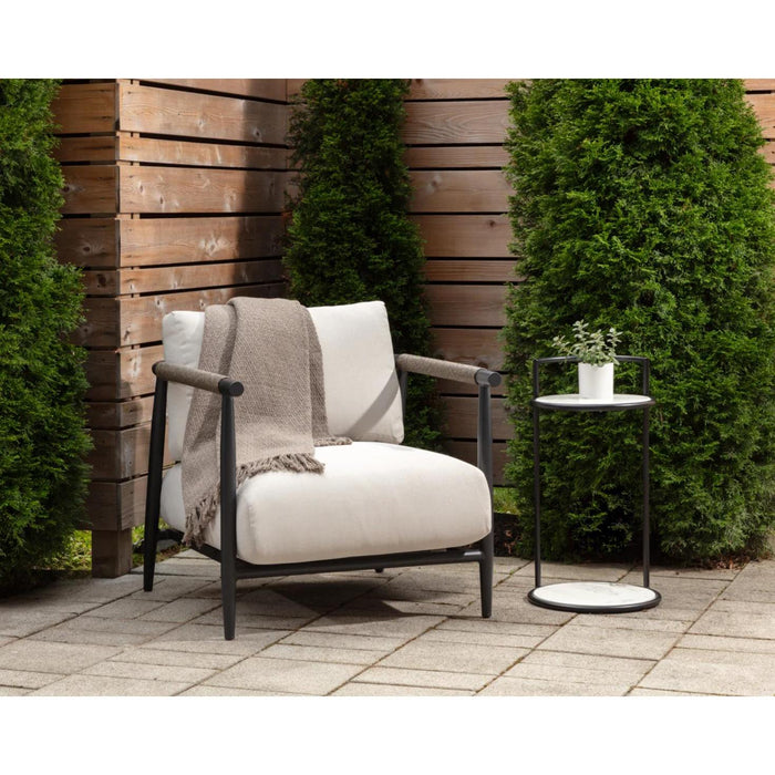 Parga Matte Black & White Side Table - Table Side View | Bone & Brass