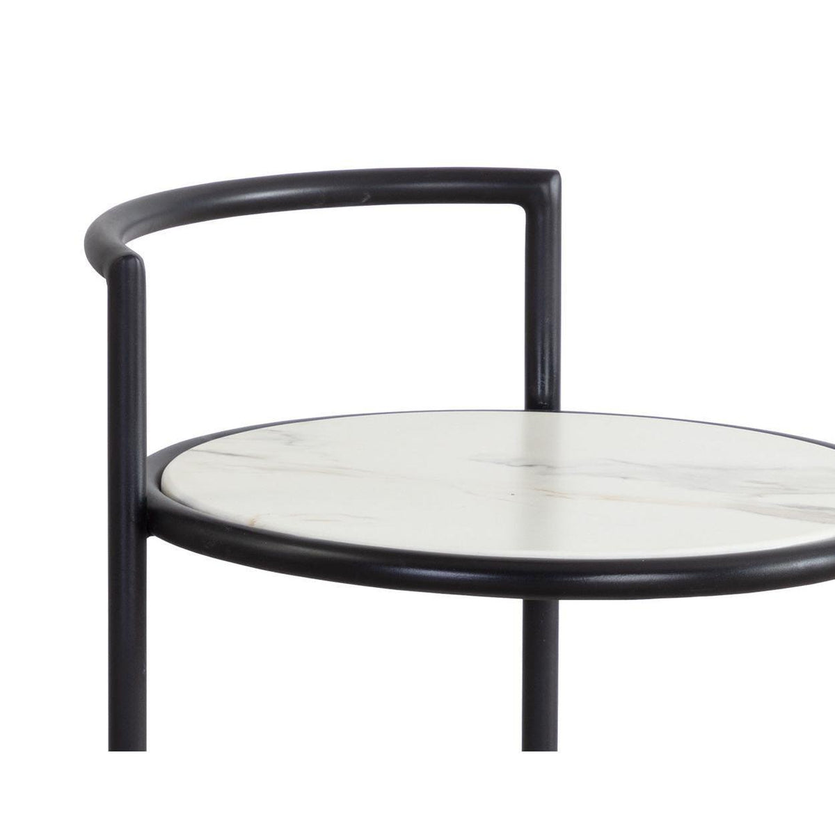 Parga Matte Black & White Side Table - Table Top View | Bone & Brass