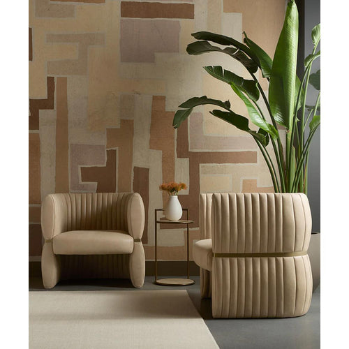 Parga Bronze & Travertine Side Table - Table Side View | Bone & Brass