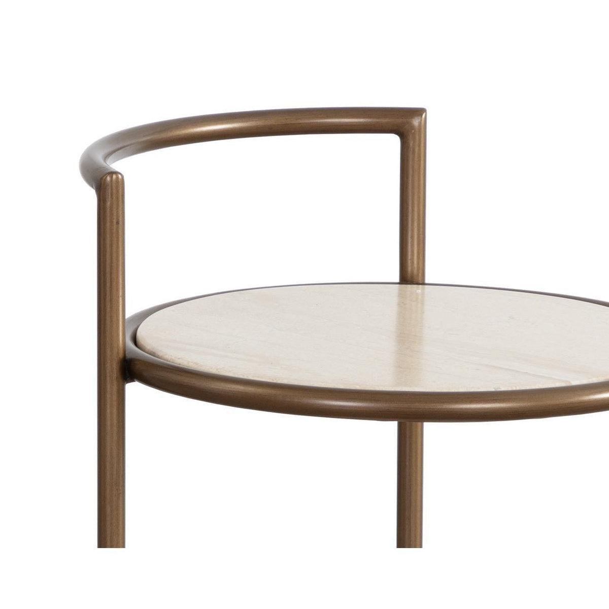 Parga Bronze & Travertine Side Table - Table Detail | Bone & Brass