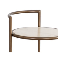 Parga Bronze & Travertine Side Table - Table Detail | Bone & Brass