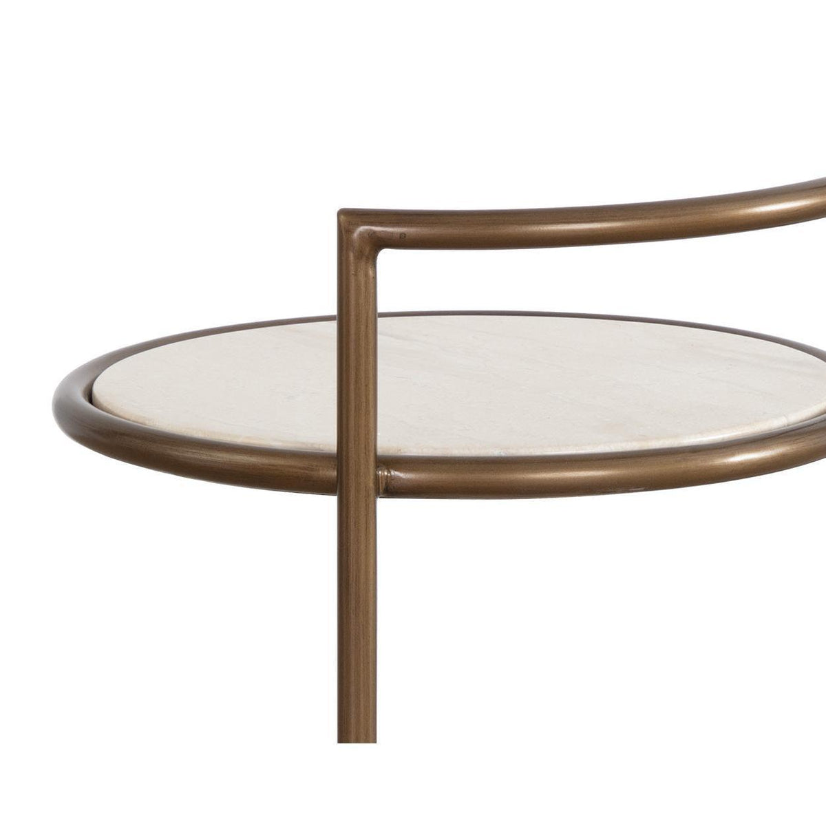 Parga Bronze & Travertine Side Table - Table View | Bone & Brass