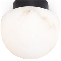 Parker Alabaster Flush Mount light with a white alabaster globe and oil-rubbed bronze canopy.