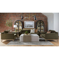 Parker Olive Velvet Post Modern Sofa - Sofa Side View | Bone & Brass