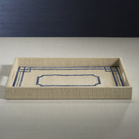 Pattern Natural Fiber Raffia Serving Tray - Tray Side View | Bone & Brass