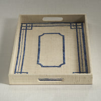 Pattern Natural Fiber Raffia Serving Tray - Tray View | Bone & Brass