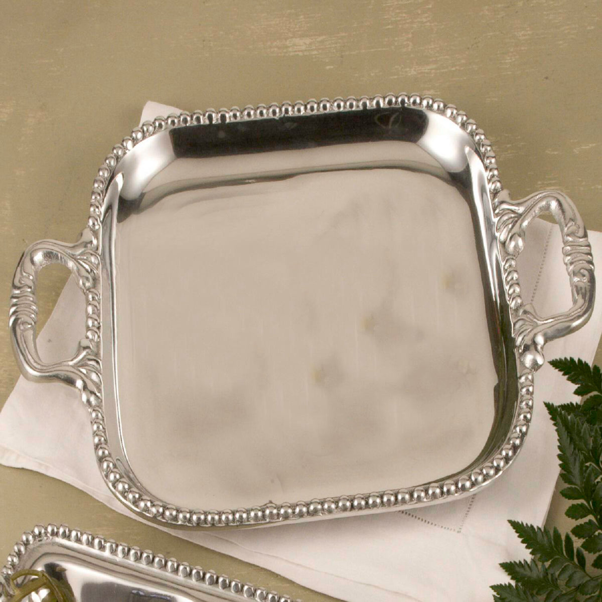Pearl David Medium Square Tray - Tray Top View | Bone & Brass