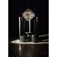 Black fiber cement pedestal side table with natural textured finish, 24"H.