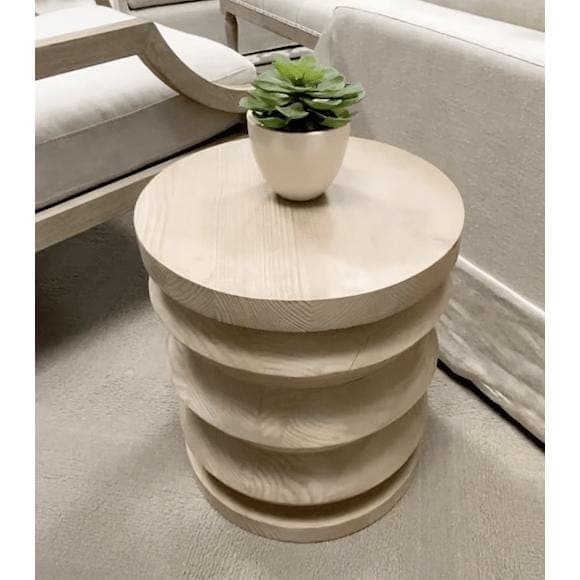 Peninsula Gray Pine Accent Table - Table Side View | Bone & Brass