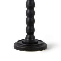 Ebony Perennial buffet lamp base, hand lathed solid wood with rustic-chic finish and faux drip wax detail.