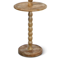 Perennial Floor Lamp's natural, rustic solid wood base with a functional tabletop surface.