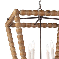 Perennial Lantern Natural, a rustic chic wood chandelier with faux drip wax candle sleeves.