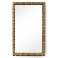 Perennial natural wood rectangle mirror with a unique bobble-textured frame, blending farmhouse and French-country styles.