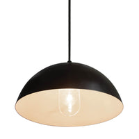 Peridot outdoor black dome pendant light with a sleek metal shade and exposed bulb.