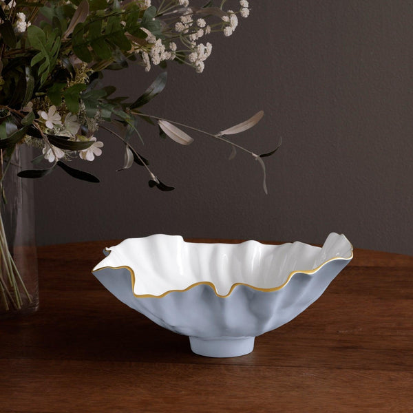 Periwinkle, White & Gold Bloom Medium Bowl - Bowl Detail | Bone & Brass