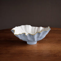 Periwinkle, White & Gold Bloom Medium Bowl - Bowl Top View | Bone & Brass