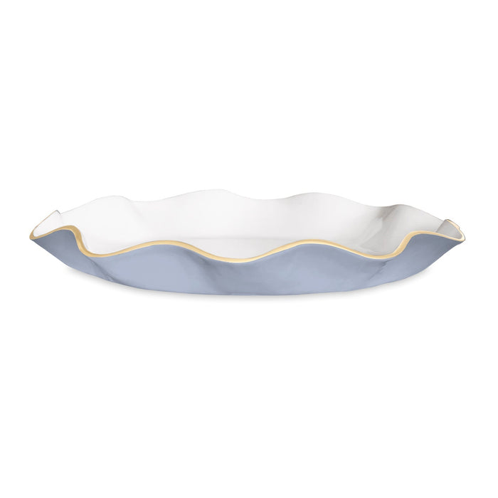Periwinkle, White & Gold Large Round Serving Platter | Bone & Brass