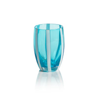 Pesaro Aqua w/ White Stripes Stemless Glasses, Set 4 | Bone & Brass