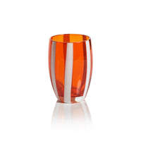 Pesaro Orange w/ White Stripes Stemless Glasses, Set 4 | Bone & Brass
