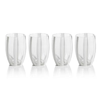 Pesaro White Stipe Stemless Glasses, Set 4 - Glass Side View | Bone & Brass