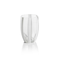 Pesaro White Stipe Stemless Glasses, Set 4 | Bone & Brass
