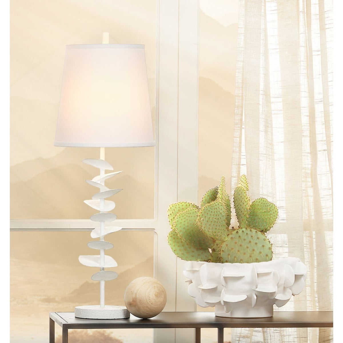 Petals White Gesso Table Lamp - Lamp Detail | Bone & Brass