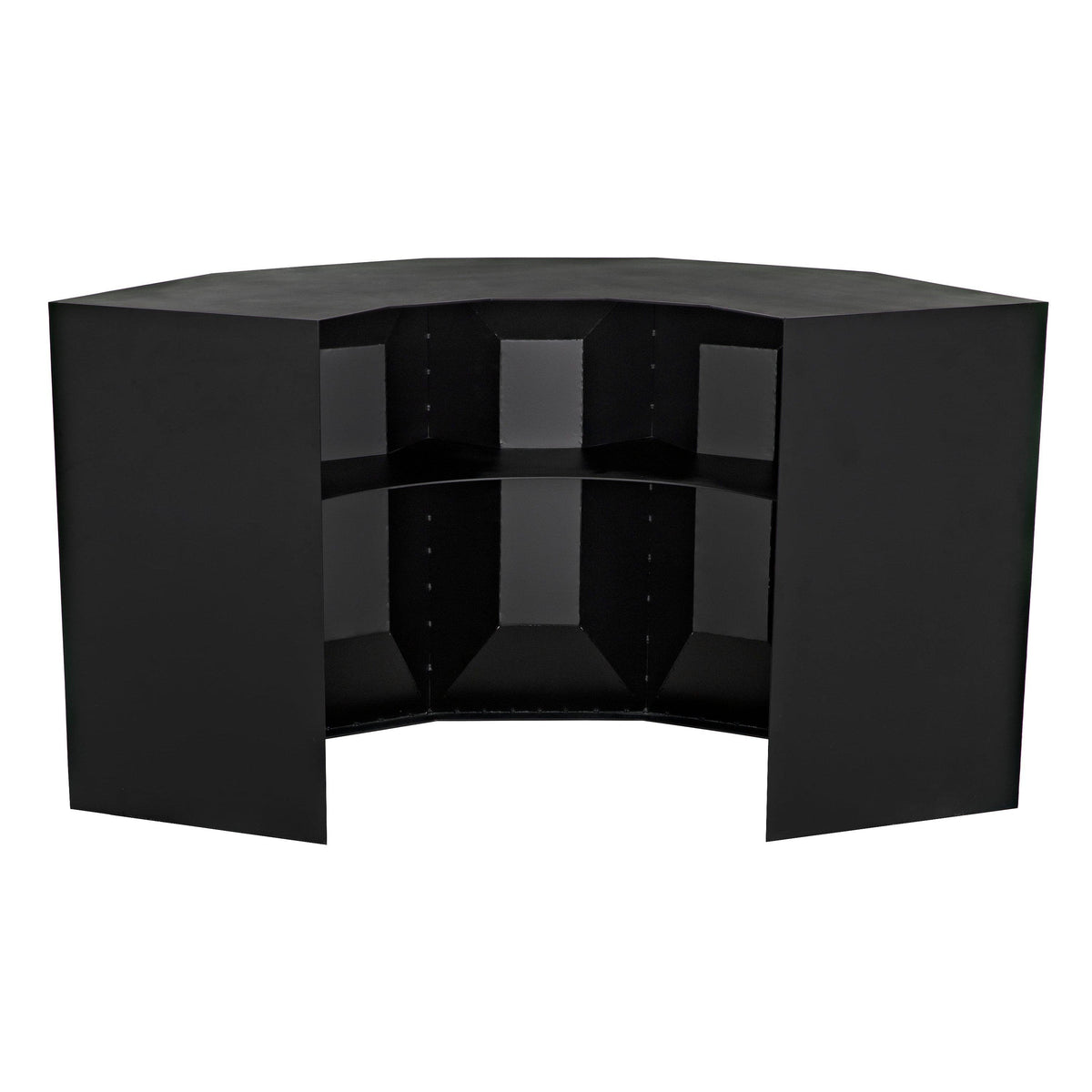 Petra Matte Black Industrial Bar, steel frame, modern design, 42"H x 78"W x 35"D.