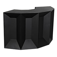Petra Matte Black Industrial Bar, 78" wide, with steel framing and unique geometric panel design.