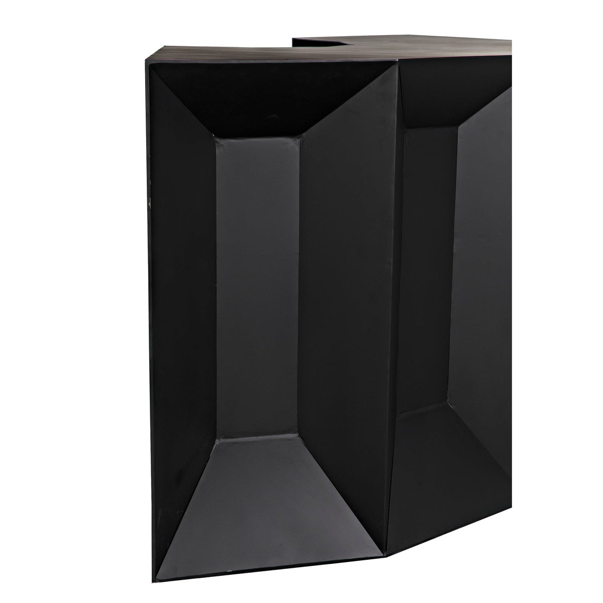 Petra Matte Black Industrial Bar with steel framing and modern geometric design.
