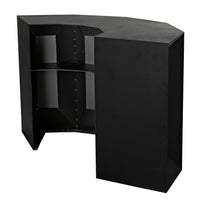 Petra Matte Black Industrial Bar, L-shaped with steel framing and internal shelving.