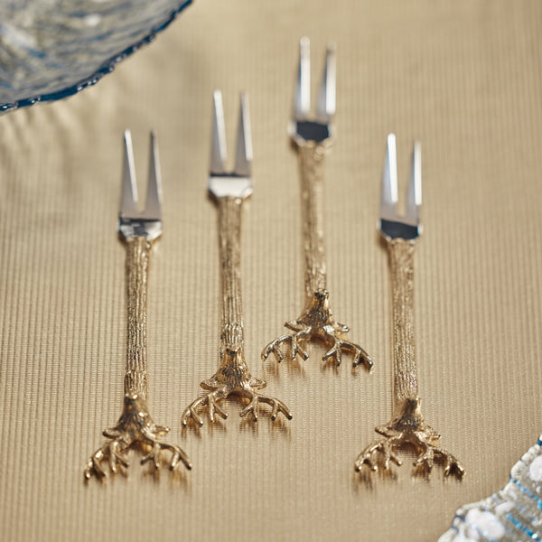 Peura Stag's Head Cocktail / Cheese Forks, Set 4 - Fork Detail | Bone & Brass