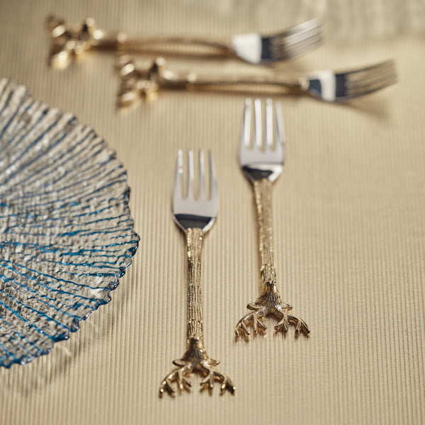 Peura Stag's Head Hors d 'Oeuvre Forks, Set 4 - Fork Detail | Bone & Brass