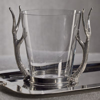 Pewter Antler Handle Ice Bucket - Ice Bucket Handle Detail | Bone & Brass