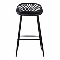 Piazza Black Outdoor Barstool, Set 2 - Outdoor Stool Side View | Bone & Brass