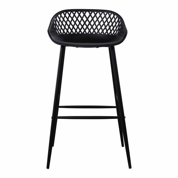 Piazza Black Outdoor Barstool, Set 2 - Outdoor Stool Side View | Bone & Brass