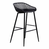 Piazza Black Outdoor Barstool, Set 2 - Outdoor Stool Detail | Bone & Brass