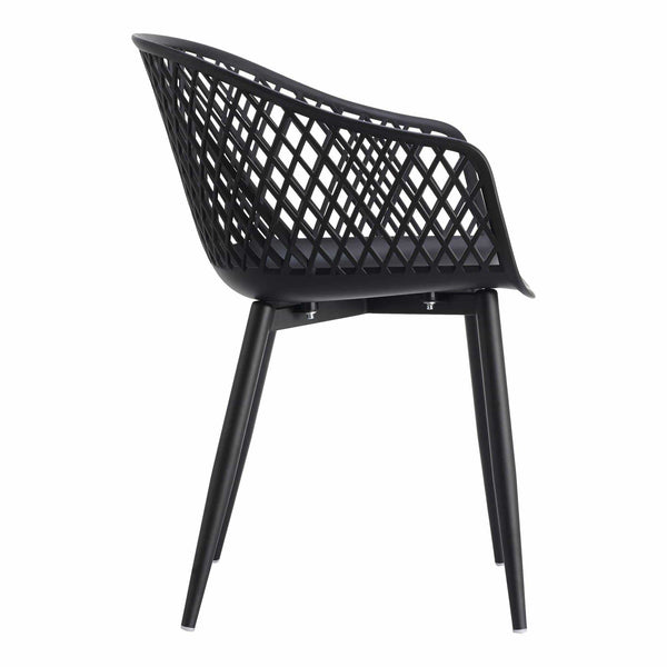 Piazza Black Outdoor Dining Chair, Set 2 - Outdoor Dining Chair Side View | Bone & Brass