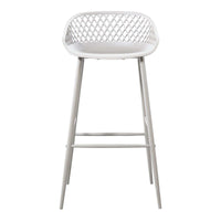 Piazza White Outdoor Barstool, Set 2 - Outdoor Stool Side View | Bone & Brass