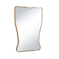 Piero Metal Mirror with a natural brass, ribbon-shaped frame and wavy edges, 39.5" tall.