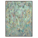 Abstract giclee painting with brush strokes in soft blush, mint, and warm tones, framed in black.