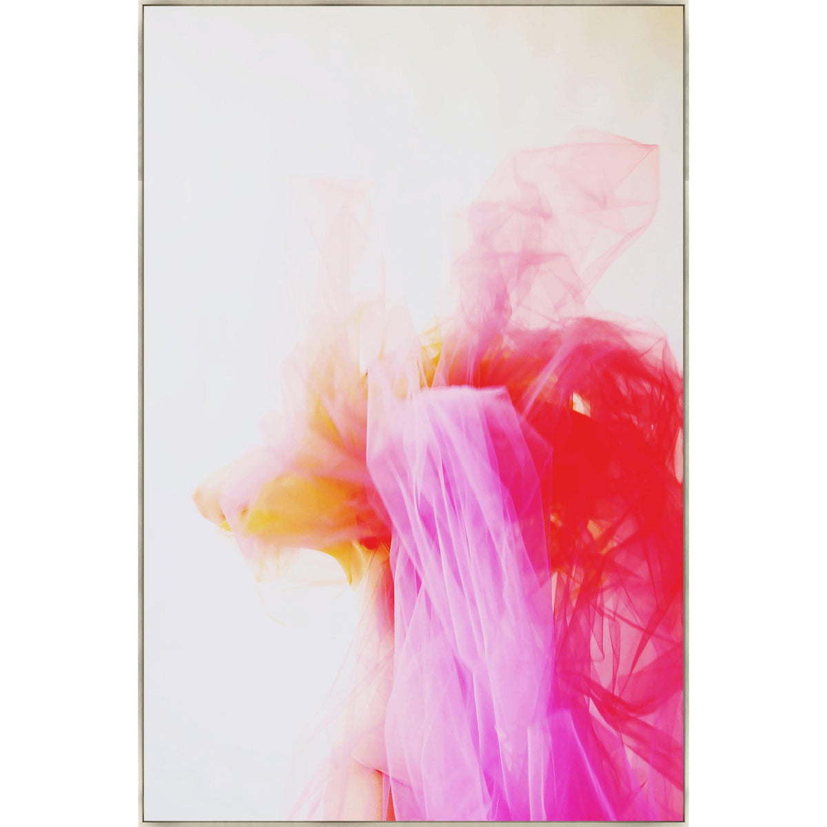 Pink Tulle Giclee Canvas Painting with soft blush, pink, and red flowing fabric textures.