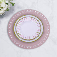Pink & White Round Embroidered Dots Placemats Set of 4 - Placemat Detail | Bone & Brass