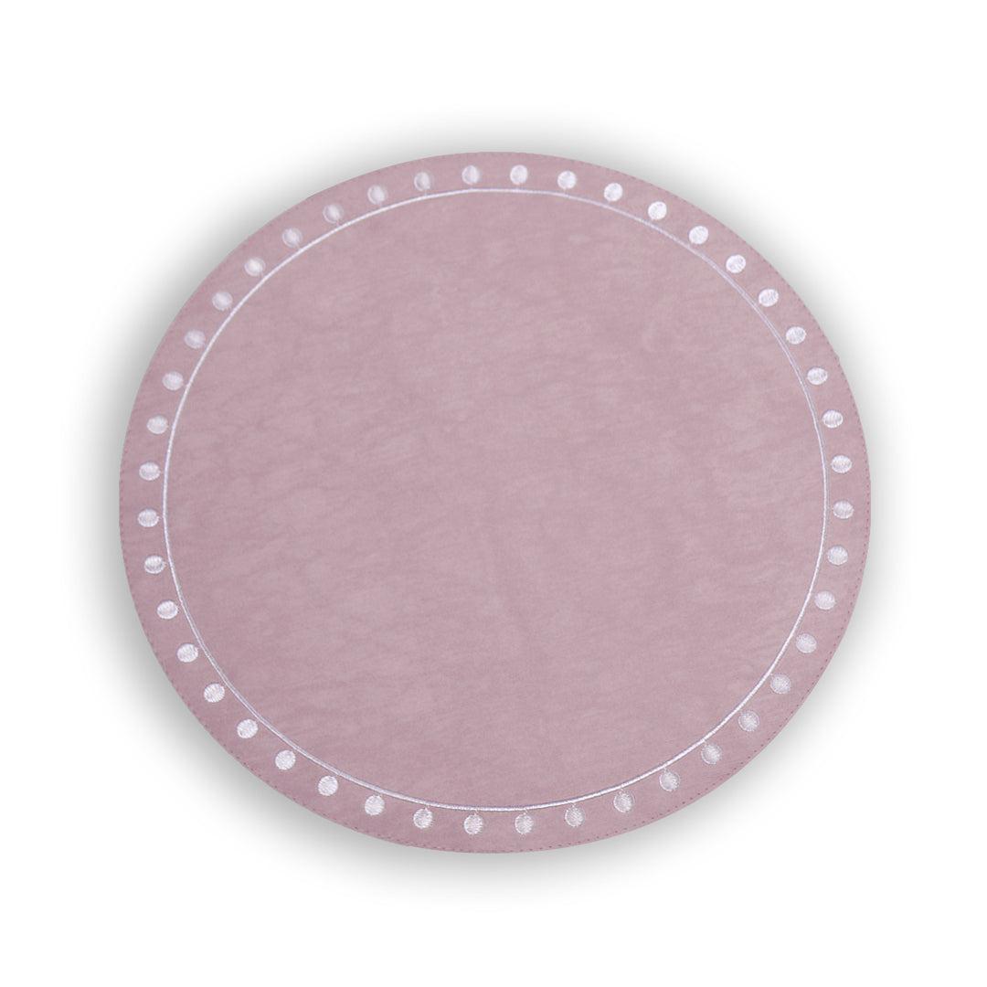 Pink & White Round Embroidered Dots Placemats Set of 4 | Bone & Brass