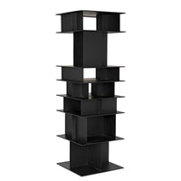 Tall Pisa Shelf in matte black steel with industrial strength framing and modern, geometric design.